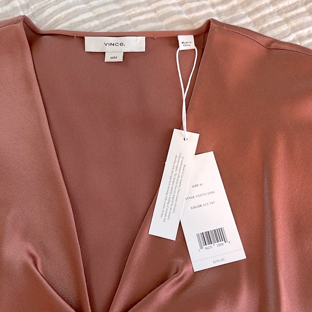 Vince terracotta silk blouse NWT - Picture 2 of 8
